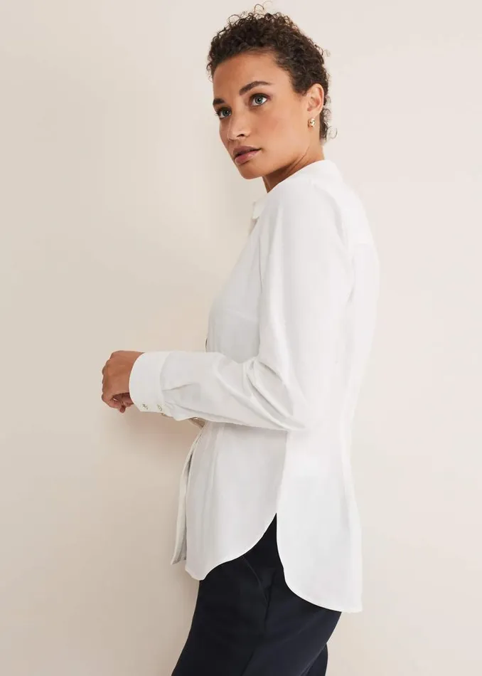 Kiyah Fitted Shirt White Women Phase Eight Tops and TShirts