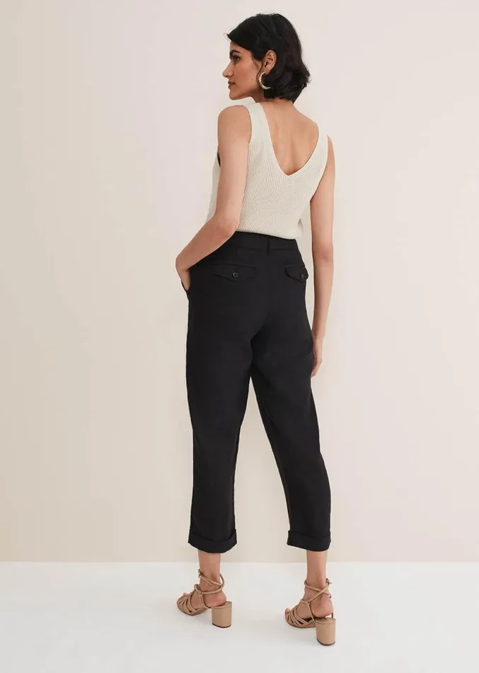 Klarra Black Linen Tapered Trousers Black Women Phase Eight Trousers