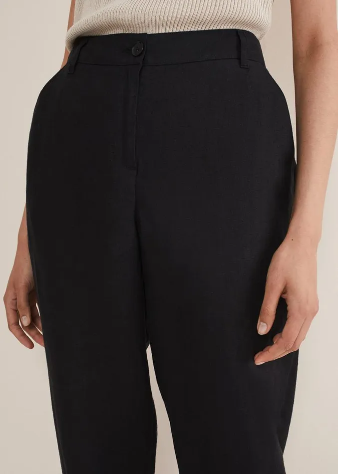 Klarra Black Linen Tapered Trousers Black Women Phase Eight Trousers