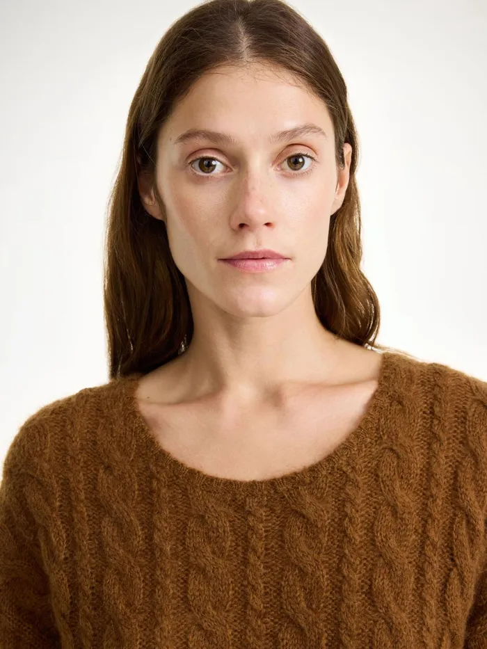 Knitwear Women By Malene Birger Cierra CableKnit Sweater Bison