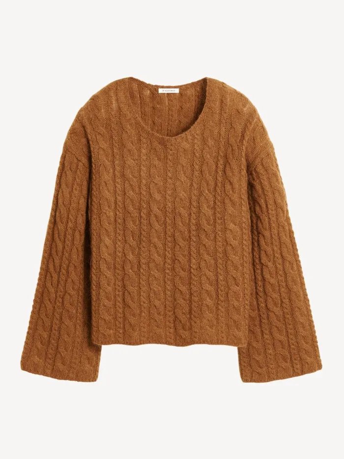 Knitwear Women By Malene Birger Cierra CableKnit Sweater Bison