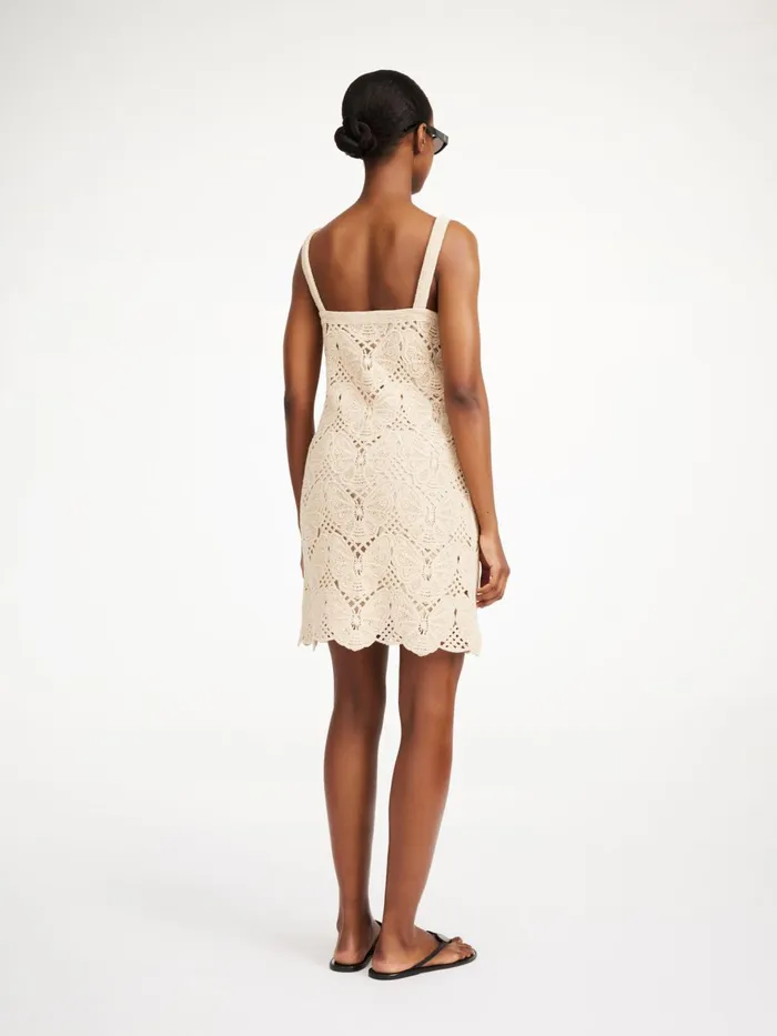 Knitwear Women By Malene Birger Falla Crochet Mini Dress Oyster Gray