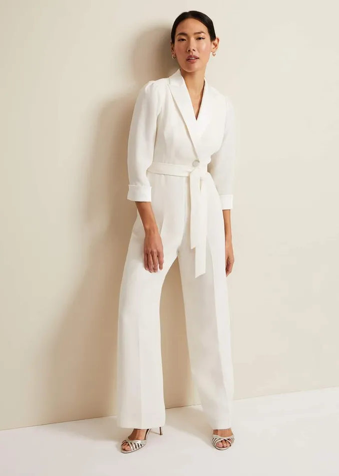 Kylie Tux Jumpsuit Ivory Women Phase Eight Dresses