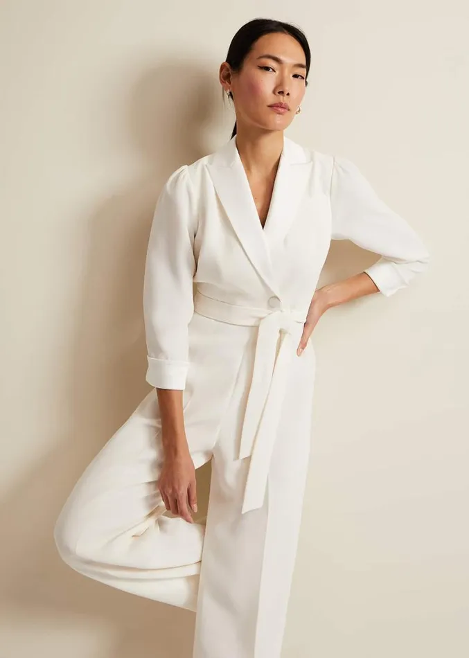 Kylie Tux Jumpsuit Ivory Women Phase Eight Dresses