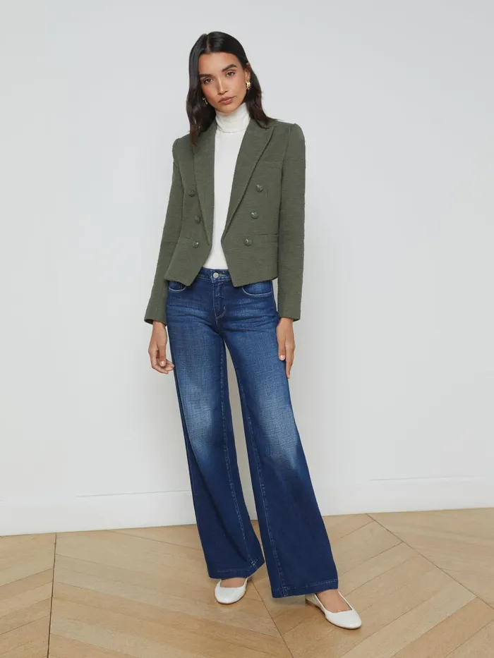 L039Agence Blazers and Jackets Women Brooke OpenFront Blazer Beetle L039Agence Blazers and Jackets Women Brooke OpenFront Blazer Beetle