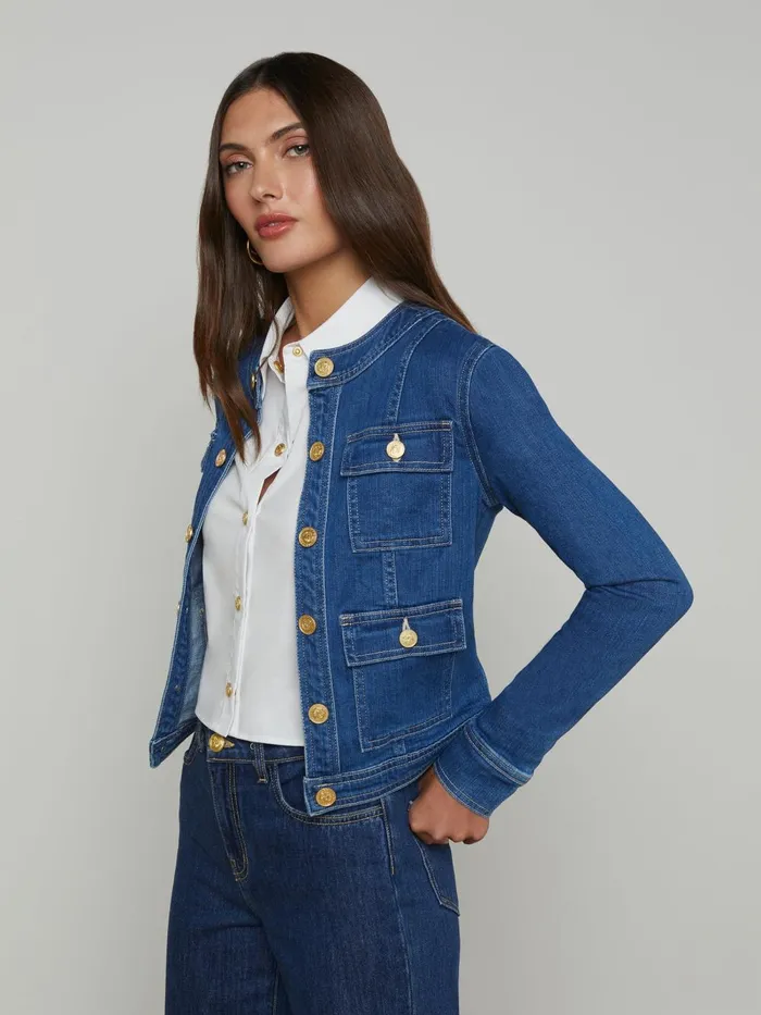L039Agence Blazers and Jackets Women Yari Denim Jacket Apollo L039Agence Blazers and Jackets Women Yari Denim Jacket Apollo