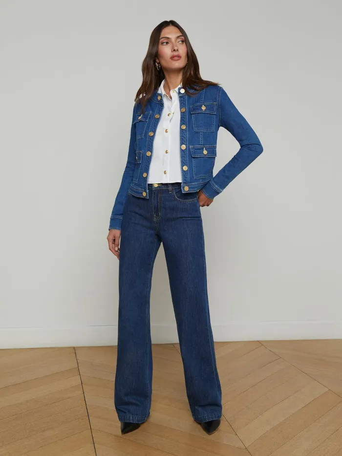 L039Agence Blazers and Jackets Women Yari Denim Jacket Apollo L039Agence Blazers and Jackets Women Yari Denim Jacket Apollo