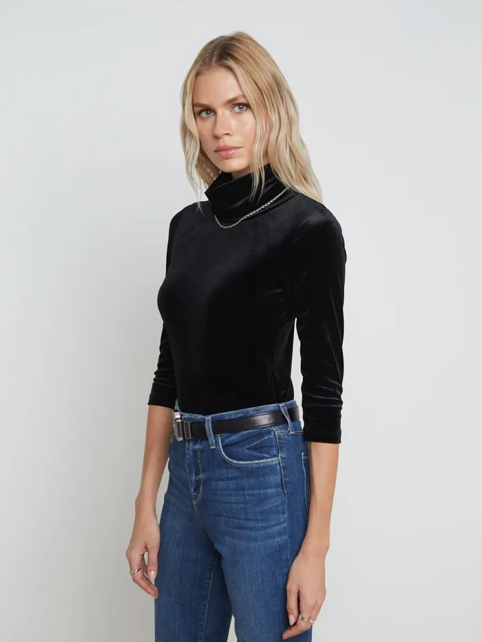 L039Agence Blouses and Tops Women Aja Velvet Turtleneck Black L039Agence Blouses and Tops Women Aja Velvet Turtleneck Black