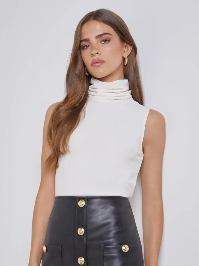 L039Agence Blouses and Tops Women Ceci Sleeveless Turtleneck Off White
