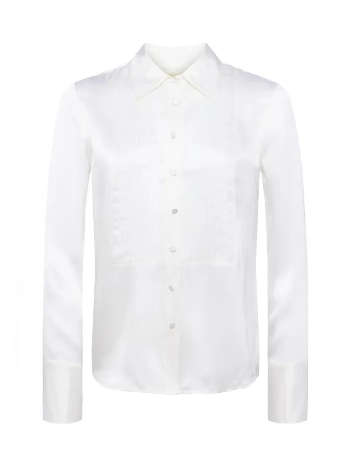 L039Agence Blouses and Tops Women Divya Silk Shirt White L039Agence Blouses and Tops Women Divya Silk Shirt White