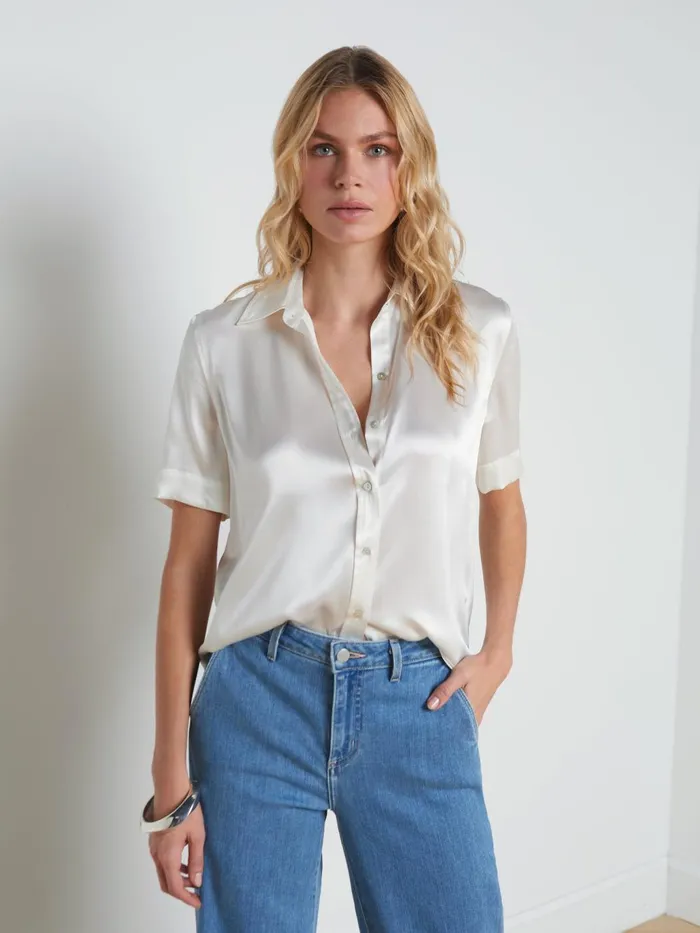 L039Agence Blouses and Tops Women Ellah Silk Blouse Ivory