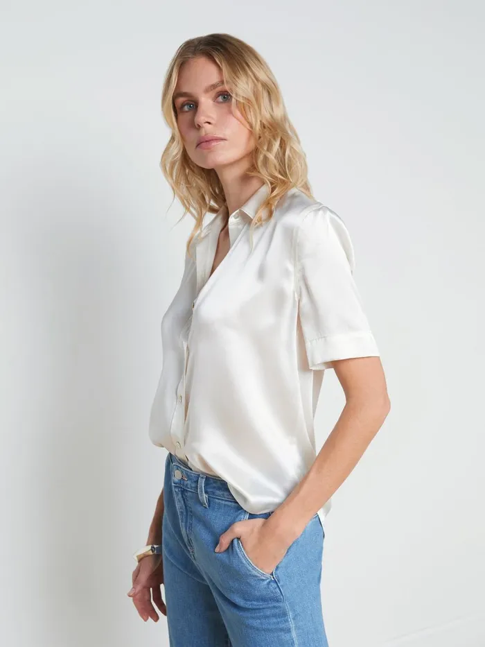 L039Agence Blouses and Tops Women Ellah Silk Blouse Ivory L039Agence Blouses and Tops Women Ellah Silk Blouse Ivory