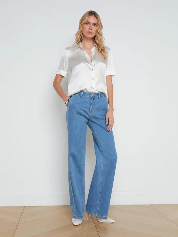 L039Agence Blouses and Tops Women Ellah Silk Blouse Ivory L039Agence Blouses and Tops Women Ellah Silk Blouse Ivory