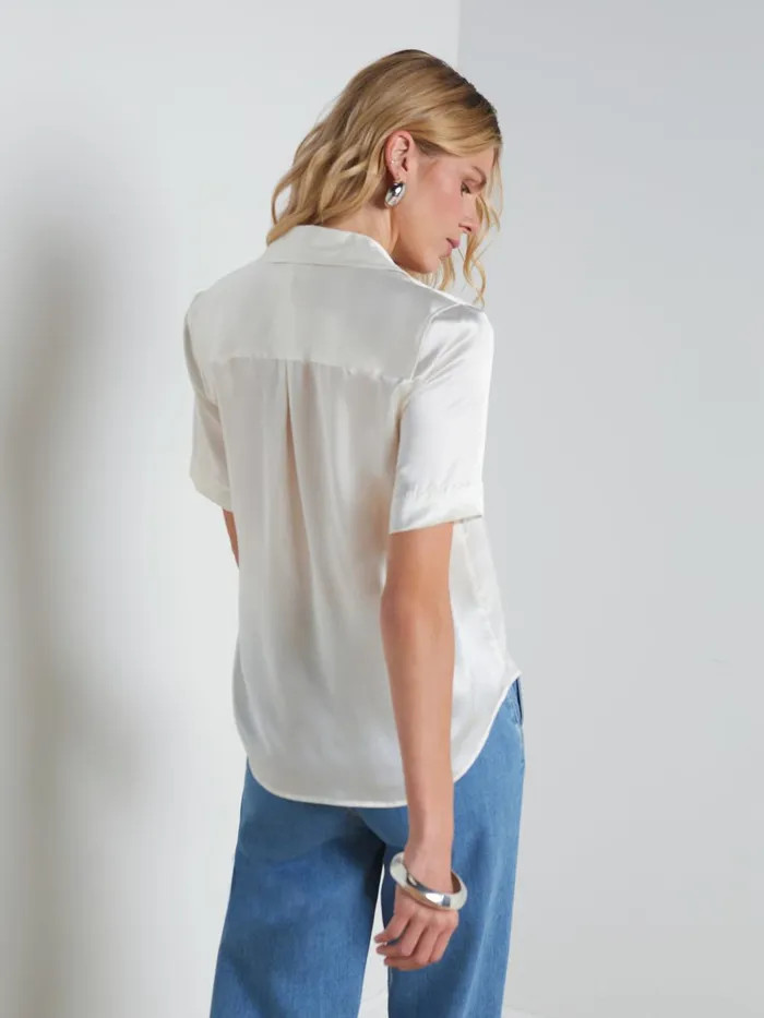 L039Agence Blouses and Tops Women Ellah Silk Blouse Ivory L039Agence Blouses and Tops Women Ellah Silk Blouse Ivory
