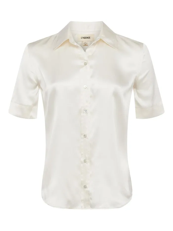 L039Agence Blouses and Tops Women Ellah Silk Blouse Ivory L039Agence Blouses and Tops Women Ellah Silk Blouse Ivory