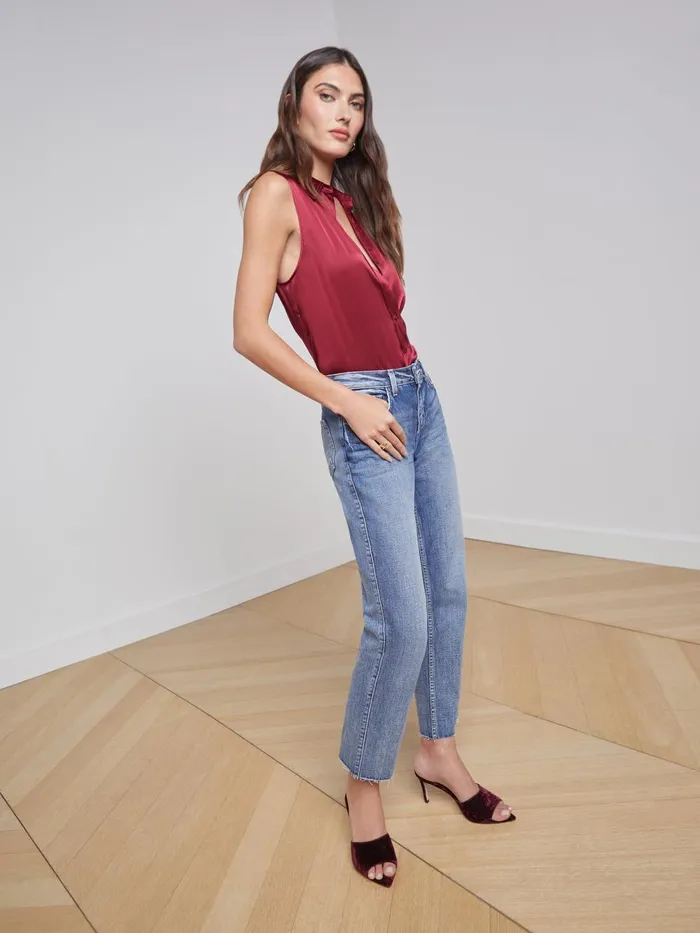 L039Agence Blouses and Tops Women Emmy Sleeveless Silk Blouse Dark Bordeaux L039Agence Blouses and Tops Women Emmy Sleeveless Silk Blouse Dark Bordeaux