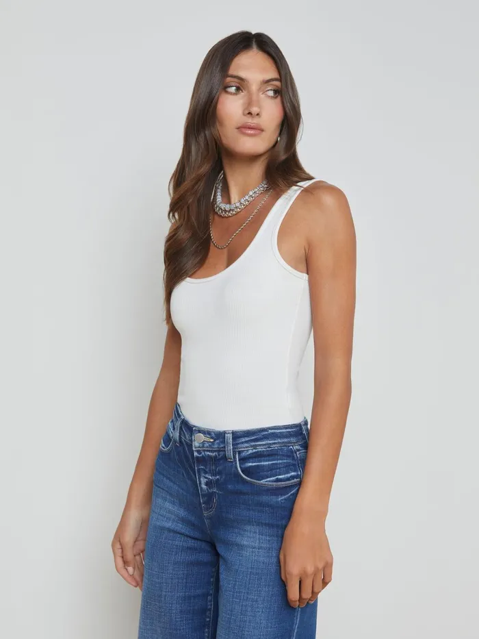 L039Agence Blouses and Tops Women Nica Scoopneck Bodysuit White L039Agence Blouses and Tops Women Nica Scoopneck Bodysuit White