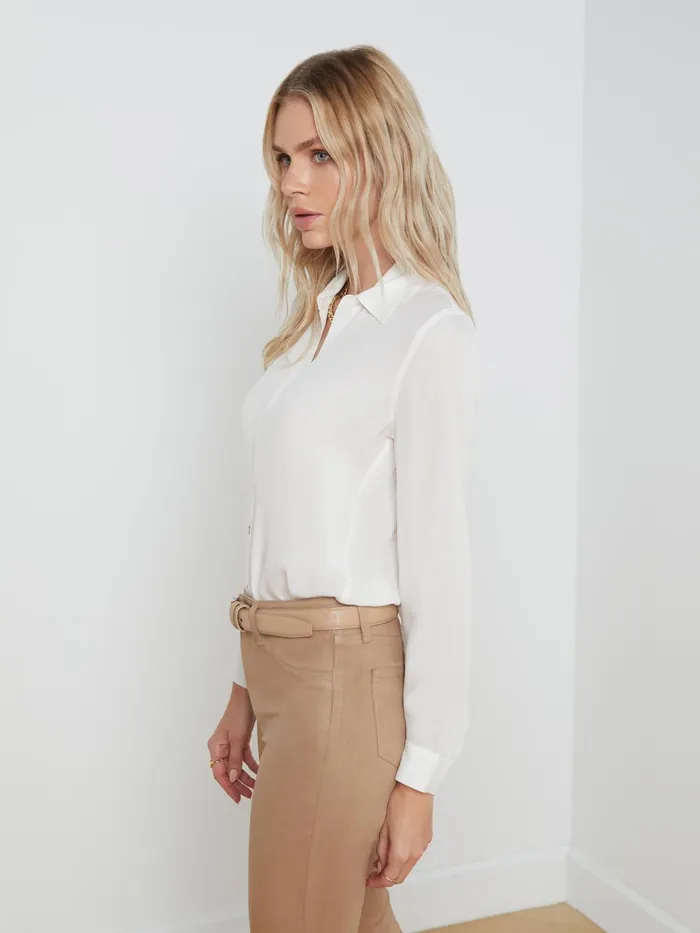 L039Agence Blouses and Tops Women Nina Silk Blouse Ivory L039Agence Blouses and Tops Women Nina Silk Blouse Ivory