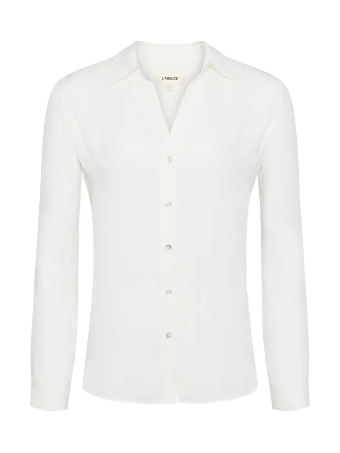 L039Agence Blouses and Tops Women Nina Silk Blouse Ivory L039Agence Blouses and Tops Women Nina Silk Blouse Ivory