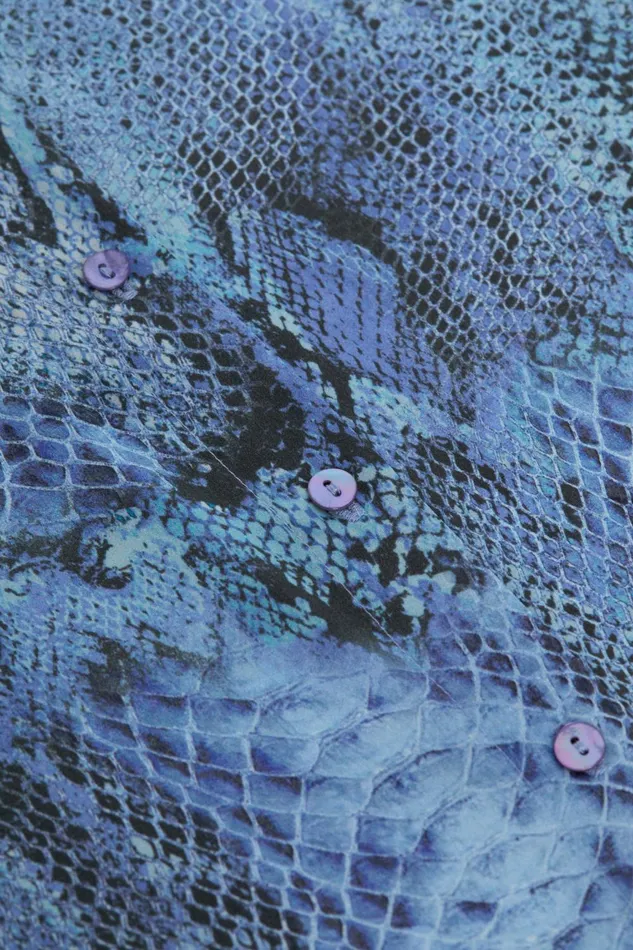 L039Agence Blouses and Tops Women Tyler Silk Blouse Blue Snake L039Agence Blouses and Tops Women Tyler Silk Blouse Blue Snake