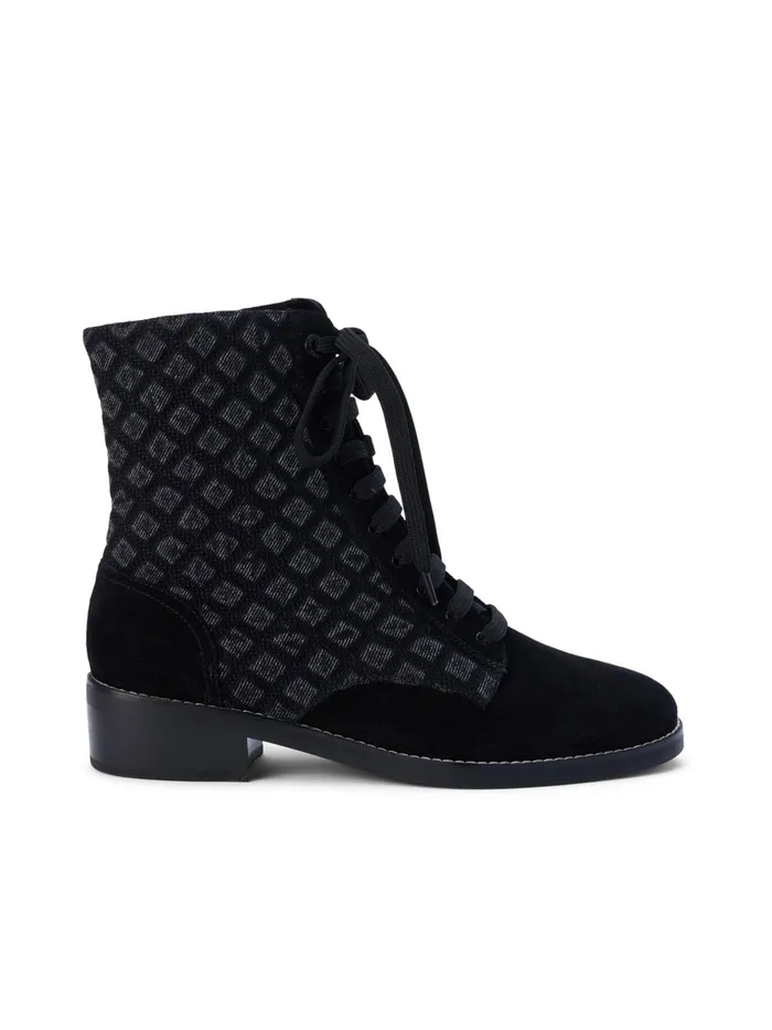 L039Agence Boots and Booties Women Desiree Denim Boot Black Denim