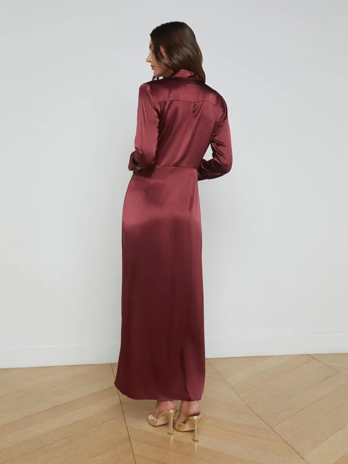 L039Agence Dresses and Jumpsuits Women Kadi Silk Wrap Dress Dark Wine L039Agence Dresses and Jumpsuits Women Kadi Silk Wrap Dress Dark Wine