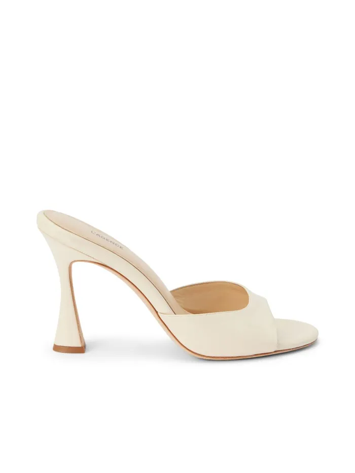 L039Agence Heels Women Avery Leather PeepToe Mule Ecru Leather