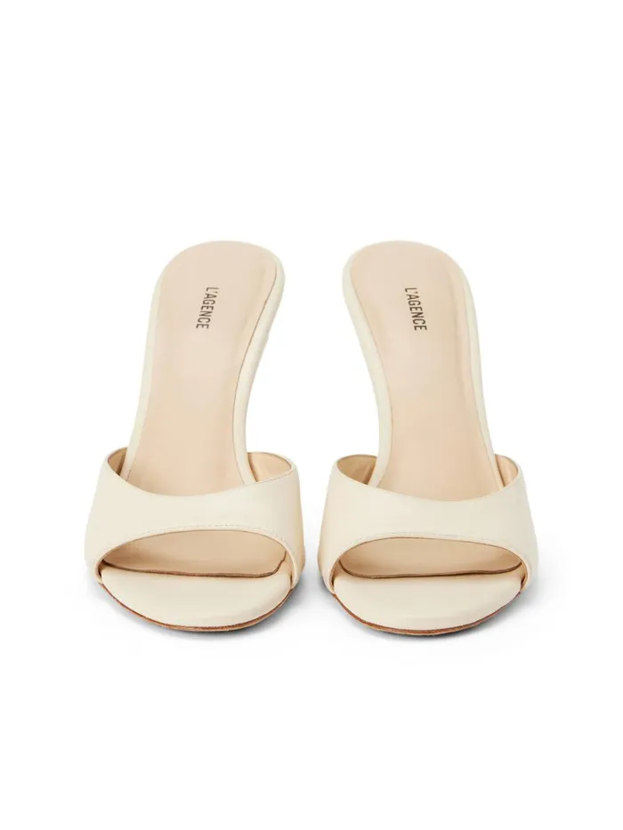 L039Agence Heels Women Avery Leather PeepToe Mule Ecru Leather