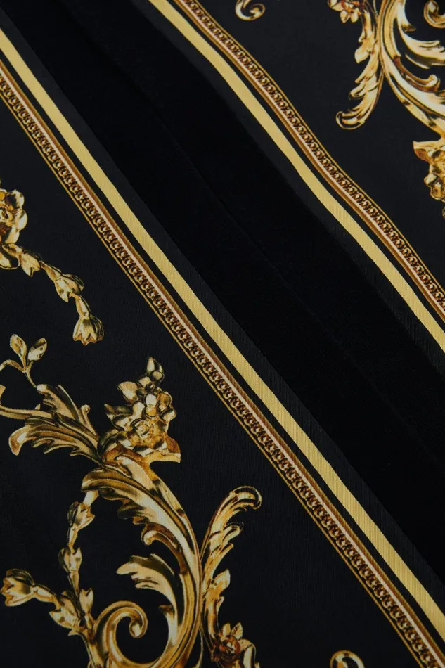 L039Agence Knitwear Women Beverly Silk Panel Cardigan Blackgold Barocco Swirl Scarf L039Agence Knitwear Women Beverly Silk Panel Cardigan Blackgold Barocco Swirl Scarf