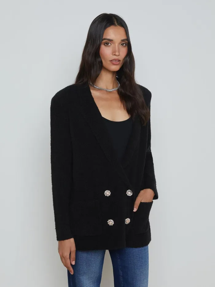 L039Agence Knitwear Women Eileen Knit Boyfriend Blazer Blackcrystal