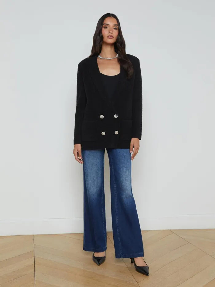L039Agence Knitwear Women Eileen Knit Boyfriend Blazer Blackcrystal L039Agence Knitwear Women Eileen Knit Boyfriend Blazer Blackcrystal