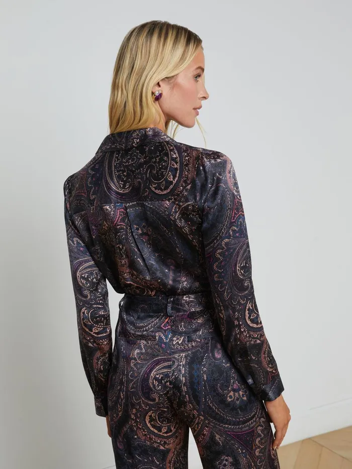 L039Agence Matching Sets Women Tyler Silk Blouse Plum Multi Boute Paisley L039Agence Matching Sets Women Tyler Silk Blouse Plum Multi Boute Paisley