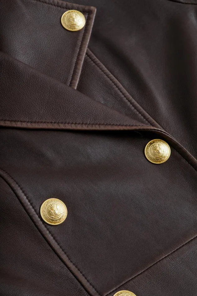 L039Agence Outerwear Women Celina Leather Trench Coat Chocolate L039Agence Outerwear Women Celina Leather Trench Coat Chocolate