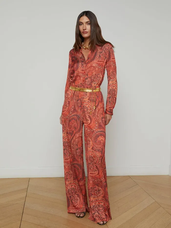 L039Agence Pants Women Lillian WideLeg Pant Rust Multi Boute Paisley