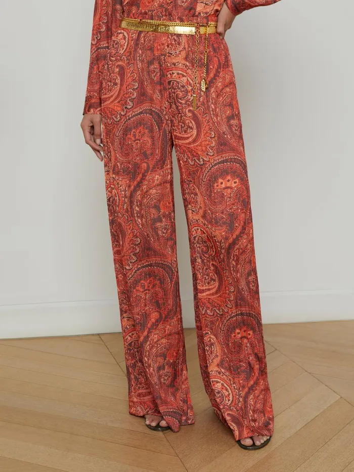 L039Agence Pants Women Lillian WideLeg Pant Rust Multi Boute Paisley L039Agence Pants Women Lillian WideLeg Pant Rust Multi Boute Paisley