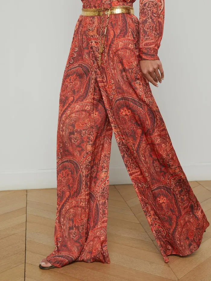 L039Agence Pants Women Lillian WideLeg Pant Rust Multi Boute Paisley L039Agence Pants Women Lillian WideLeg Pant Rust Multi Boute Paisley