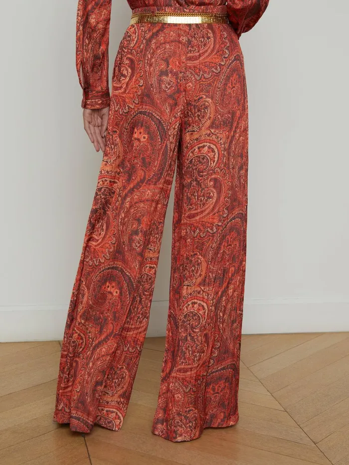 L039Agence Pants Women Lillian WideLeg Pant Rust Multi Boute Paisley L039Agence Pants Women Lillian WideLeg Pant Rust Multi Boute Paisley