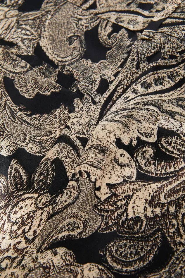 L039Agence Pants Women Pilar Silk WideLeg Pant Gold Multi Textured Paisley