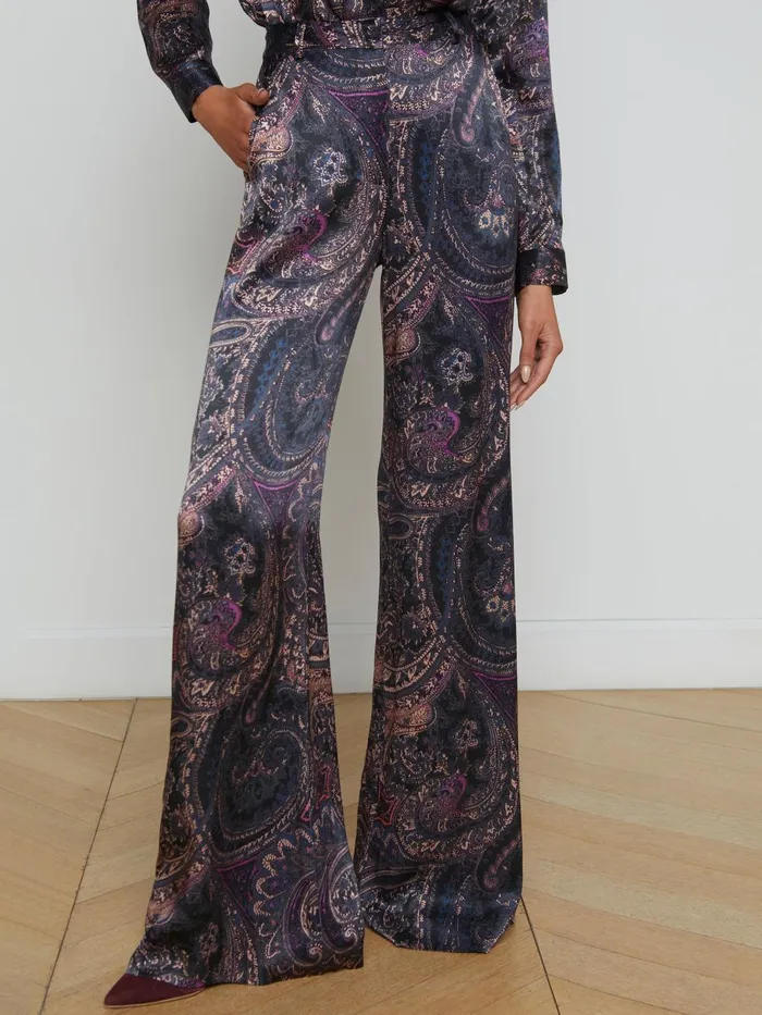 L039Agence Pants Women Pilar WideLeg Pant Plum Multi Boute Paisley