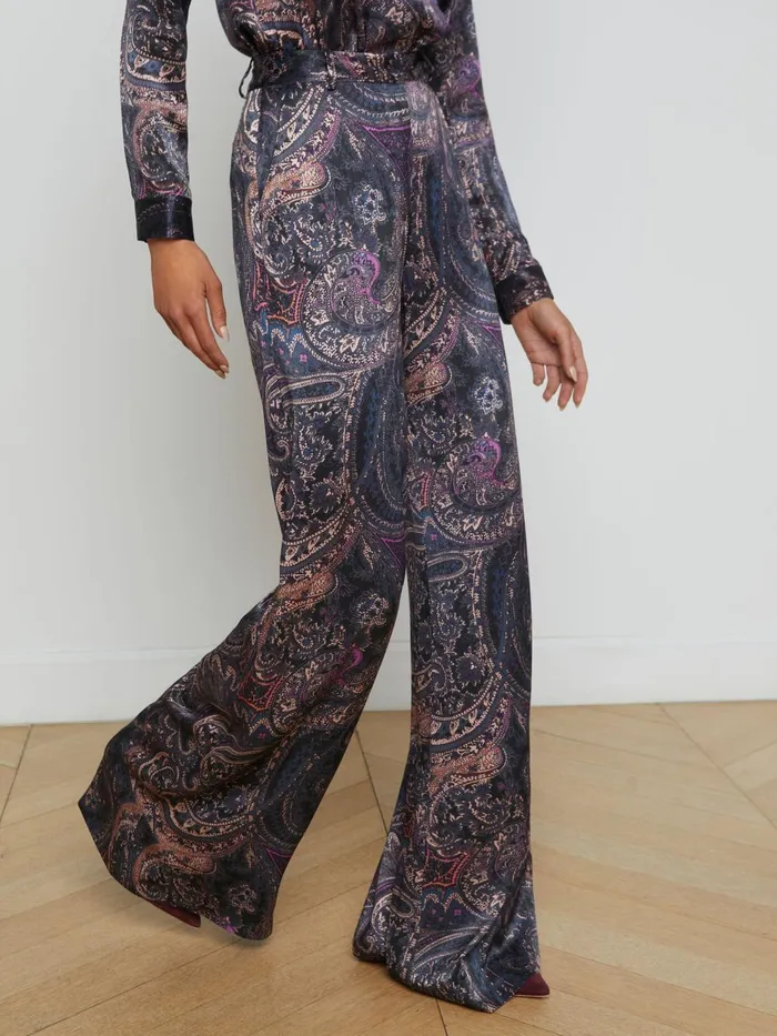 L039Agence Pants Women Pilar WideLeg Pant Plum Multi Boute Paisley