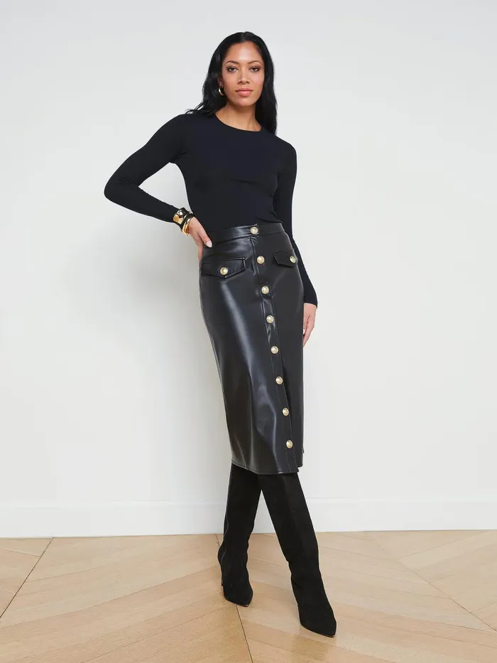 L039Agence Skirts Women Milann Vegan Leather Skirt Black