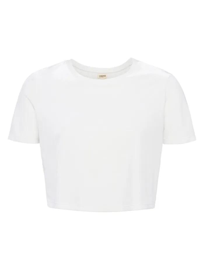 L039Agence Tees Women Donna Cropped Velvet Tee Ivory L039Agence Tees Women Donna Cropped Velvet Tee Ivory