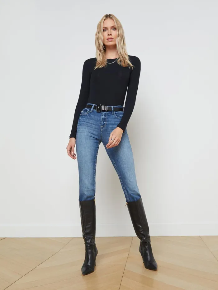 L039Agence Tees Women Tess Long Sleeve Tee Black Micro Modal L039Agence Tees Women Tess Long Sleeve Tee Black Micro Modal