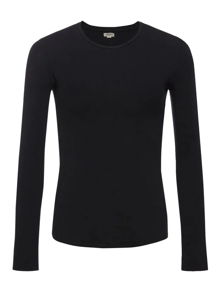 L039Agence Tees Women Tess Long Sleeve Tee Black Micro Modal L039Agence Tees Women Tess Long Sleeve Tee Black Micro Modal