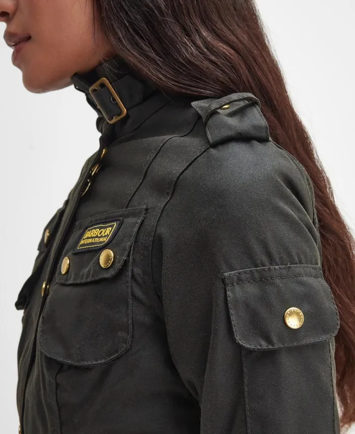 Ladies International Waxed Jacket Olive Women Barbour Waxed Jackets