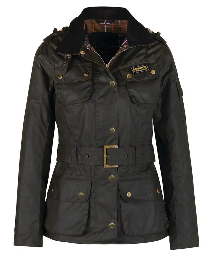 Ladies International Waxed Jacket Olive Women Barbour Waxed Jackets