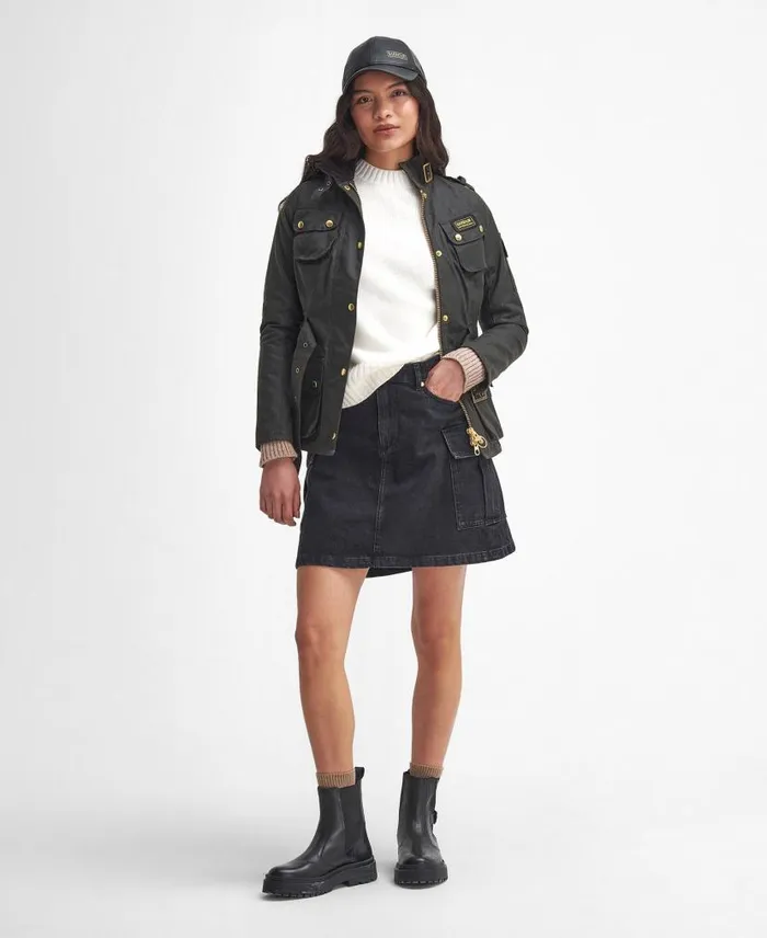 Ladies International Waxed Jacket Olive Women Barbour Waxed Jackets