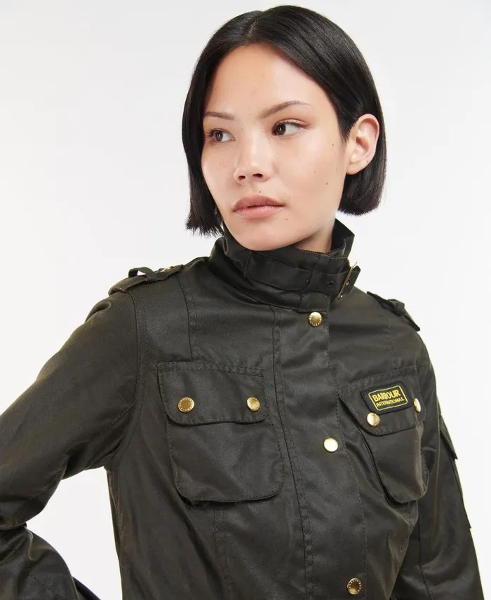 Ladies International Waxed Jacket Olive Women Barbour Waxed Jackets