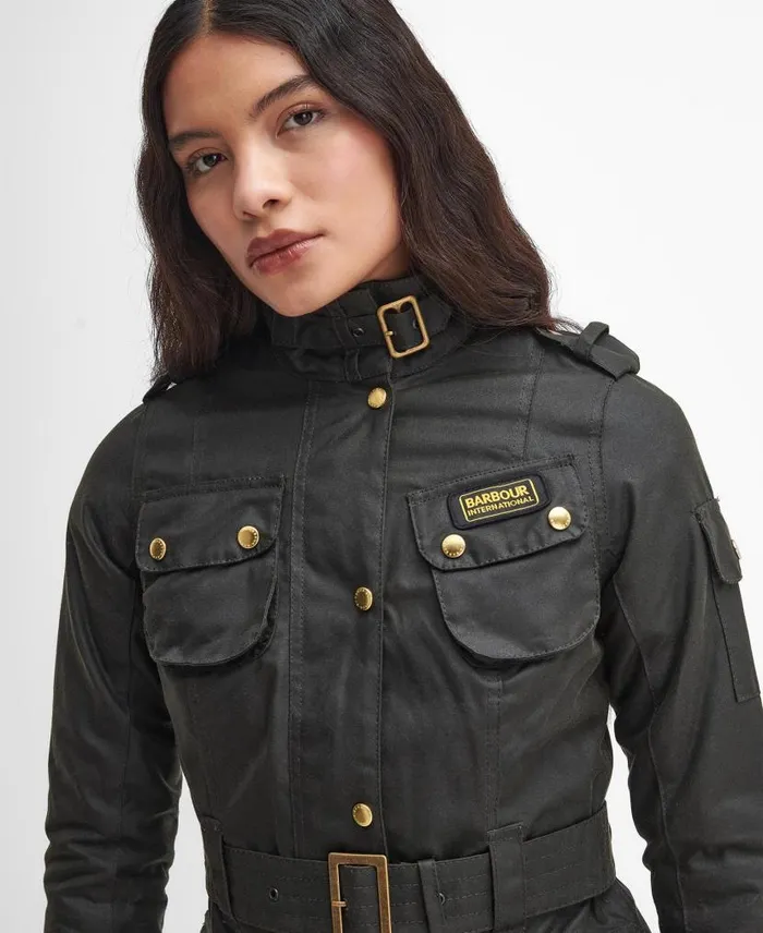 Ladies International Waxed Jacket Olive Women Barbour Waxed Jackets