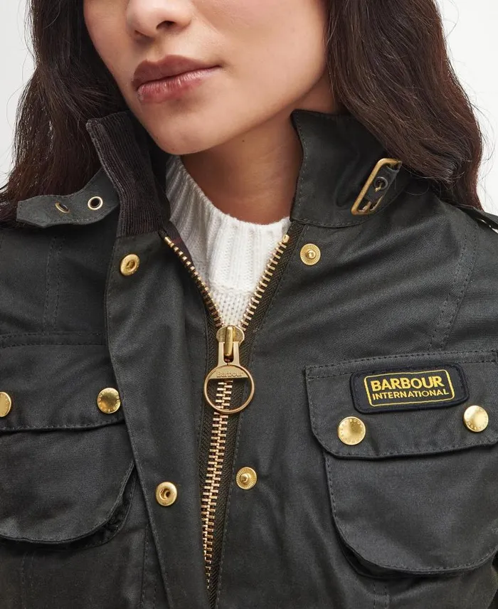 Ladies International Waxed Jacket Olive Women Barbour Waxed Jackets